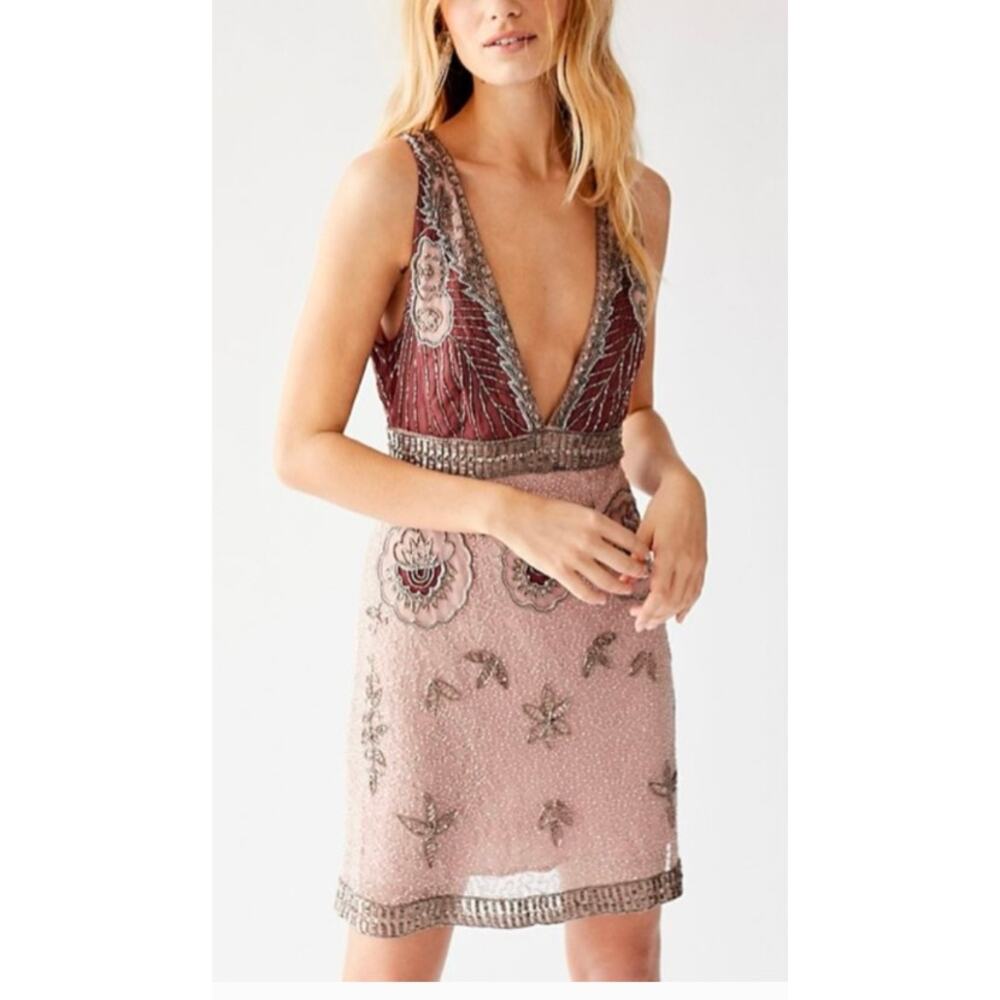 Free People Moondust Beaded Mini Dress sz 4 $398